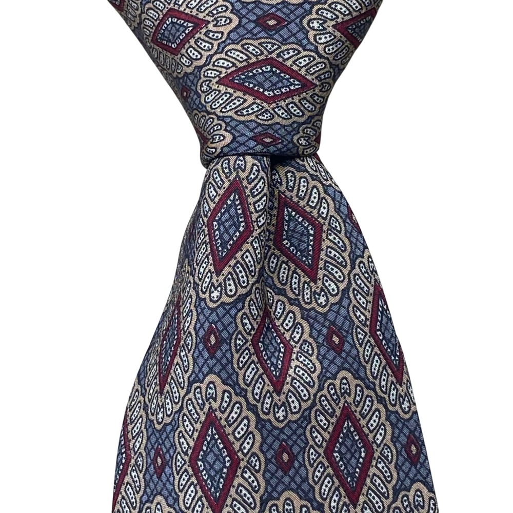 Vintage Givenchy Monsieur Silk Necktie Mens Gray Medallion Italy Luxury NEW